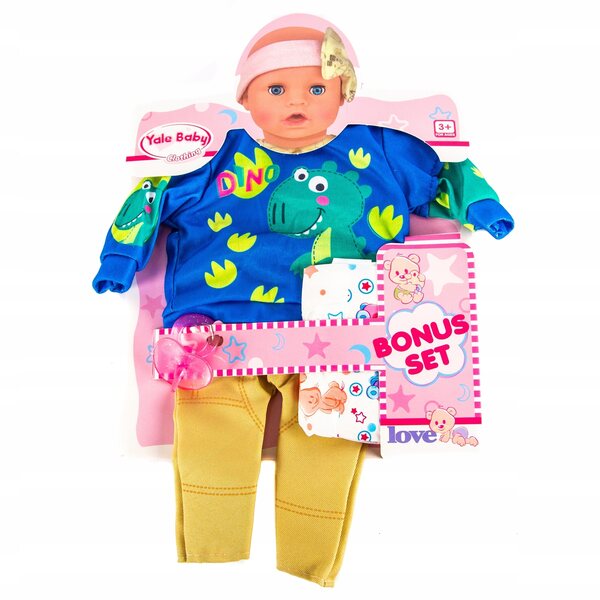 Vestiti per baby-doll, felpa e pantaloni con motivo dinosauro, 40-45 cm