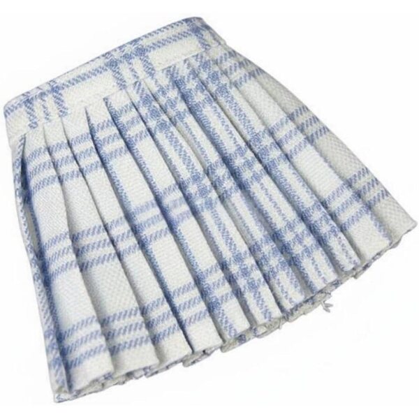 Predolo Gonna a Pieghe per Bambola BJD 1/6 Stile Scolaretta Quadri Blu Vita 12cm