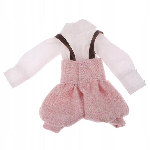 Set abbigliamento bianco e rosa per bambole 12'' - camicia e pantaloni con bretelle