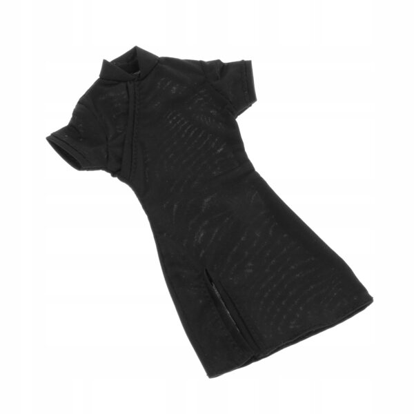 Schwarzes Cheongsam-Kleid für 12-Zoll-Puppen im Maßstab 1:6, traditionelles Cosplay-Kostüm