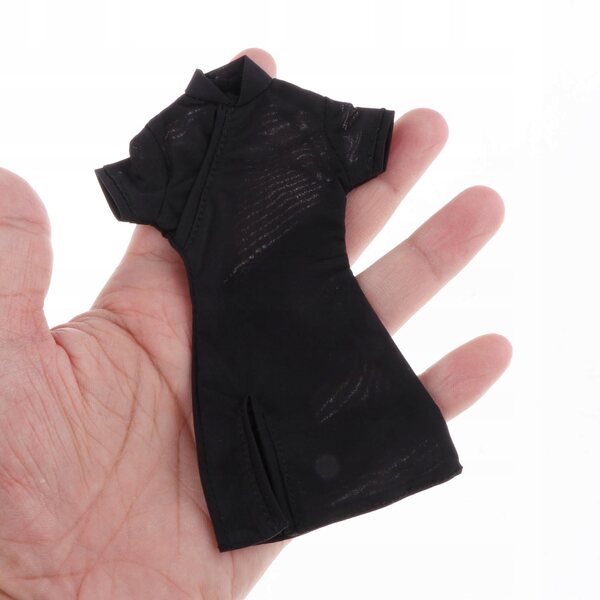 Schwarzes Cheongsam-Kleid für 12-Zoll-Puppen im Maßstab 1:6, traditionelles Cosplay-Kostüm