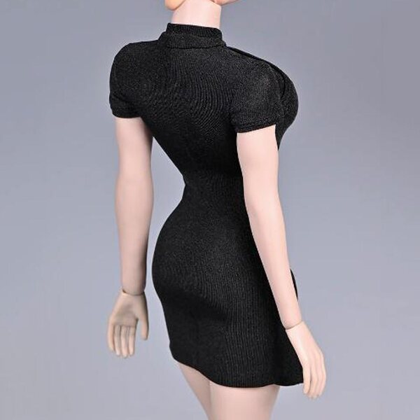 Schwarzes Cheongsam-Kleid für 12-Zoll-Puppen im Maßstab 1:6, traditionelles Cosplay-Kostüm