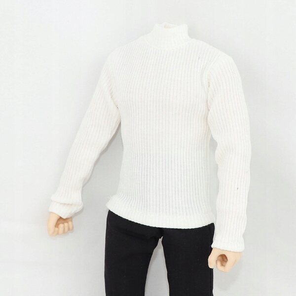 Sweter bianco in maglia per figura azione 1/6, dolcevita elegante e comodo