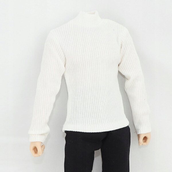 Sweter bianco in maglia per figura azione 1/6, dolcevita elegante e comodo