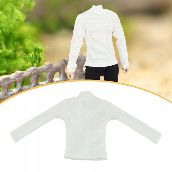 Sweter bianco in maglia per figura azione 1/6, dolcevita elegante e comodo