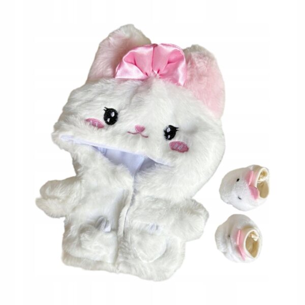 Plüschkleidung für 20-cm-Puppen mit Kapuze und Schuhen, bequem und farbenfroh