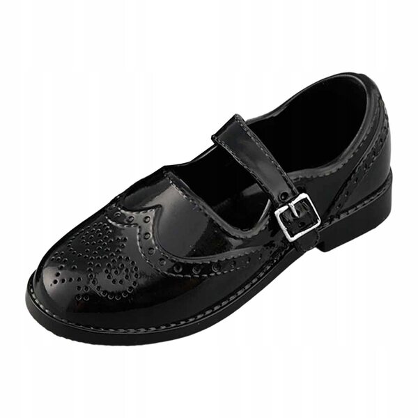 Miniature scarpe per bambole Brogues classici britannici in scala 1/4 nere