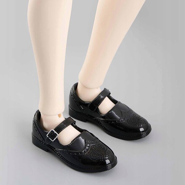 Miniature scarpe per bambole Brogues classici britannici in scala 1/4 nere
