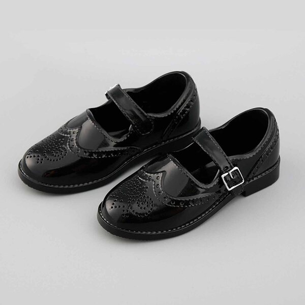 Miniature scarpe per bambole Brogues classici britannici in scala 1/4 nere