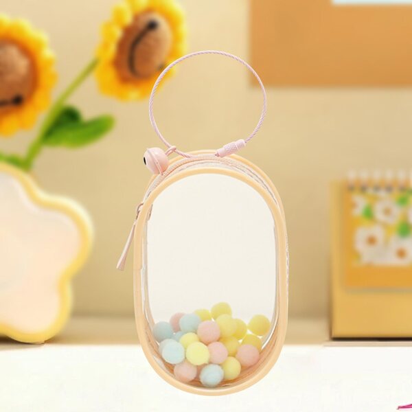Kleine transparente, staub- und wasserdichte Puppentasche, rosa