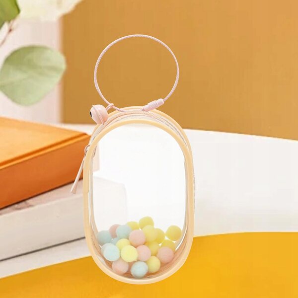 Kleine transparente, staub- und wasserdichte Puppentasche, rosa