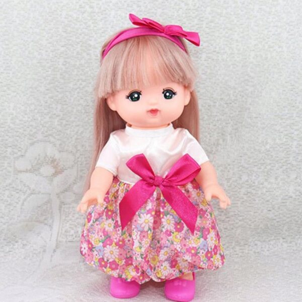Gonna estiva rosa per bambole Mellchan 25 cm con fascetta per capelli
