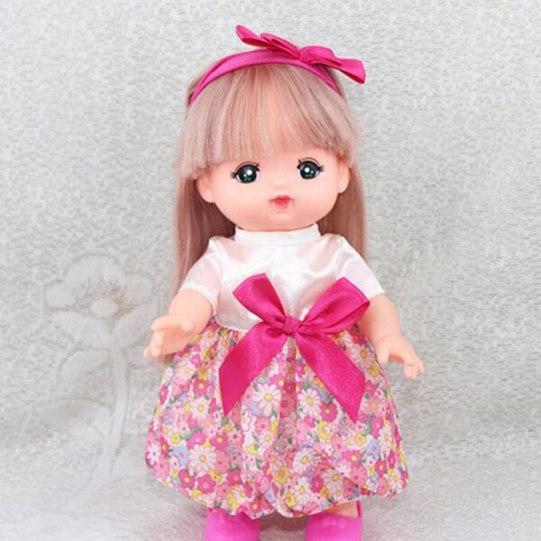 Gonna estiva rosa per bambole Mellchan 25 cm con fascetta per capelli