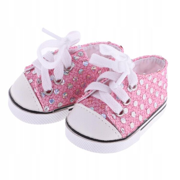1 Paar rosafarbene Pailletten-Sneaker für 18-Zoll-Puppen – modisch und bequem