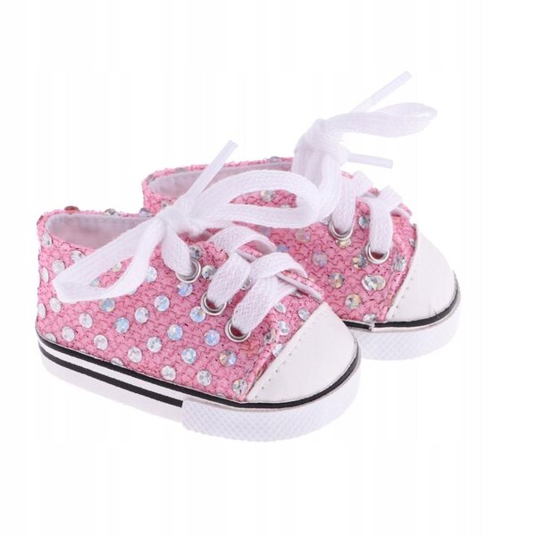 1 Paar rosafarbene Pailletten-Sneaker für 18-Zoll-Puppen – modisch und bequem