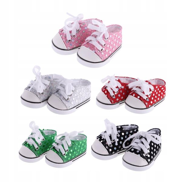 1 Paar rosafarbene Pailletten-Sneaker für 18-Zoll-Puppen – modisch und bequem