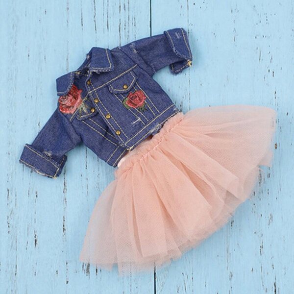 Trendy Layers Gauzy Dress Jeans Kurtka Garnitur Ubrania /6 BJD DOD DZ 12inch