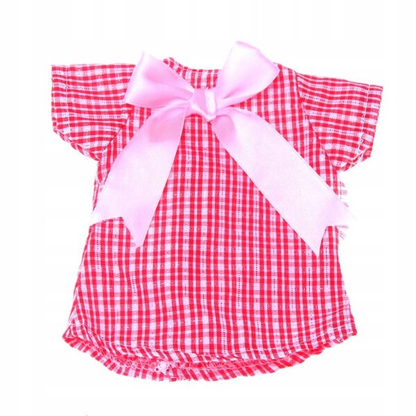 Kariertes Kleid mit Schleife für eine 14-Zoll-Puppe – trendiges Outfit