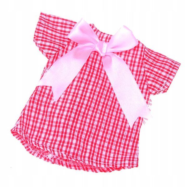 Kariertes Kleid mit Schleife für eine 14-Zoll-Puppe – trendiges Outfit
