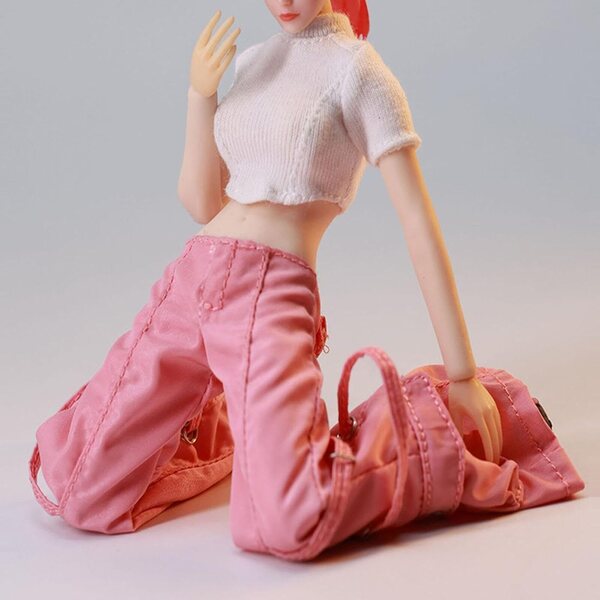1/12 Miniaturhose für weibliche Figuren aus zartrosa Stoff Fxzqgnh