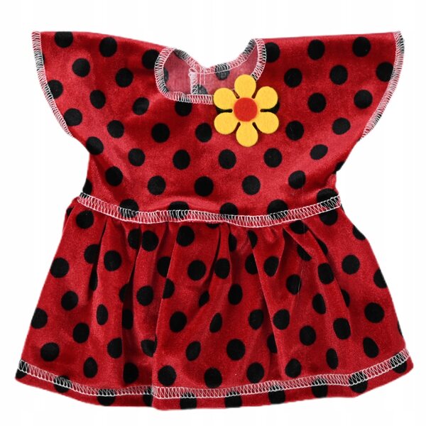 Vestito per babydoll, rosso a pois neri, Midex, 40 cm