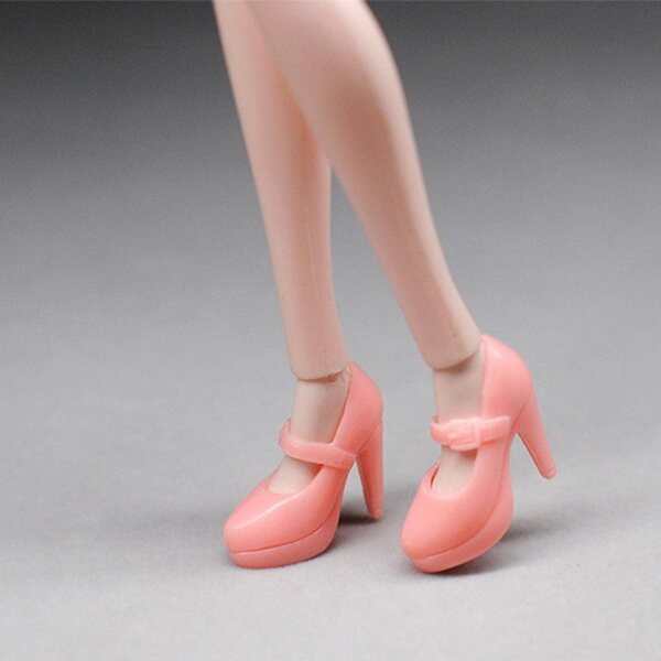Scarpe con tacco alto per bambole 1/6 BJD in plastica rosa, accessori moda