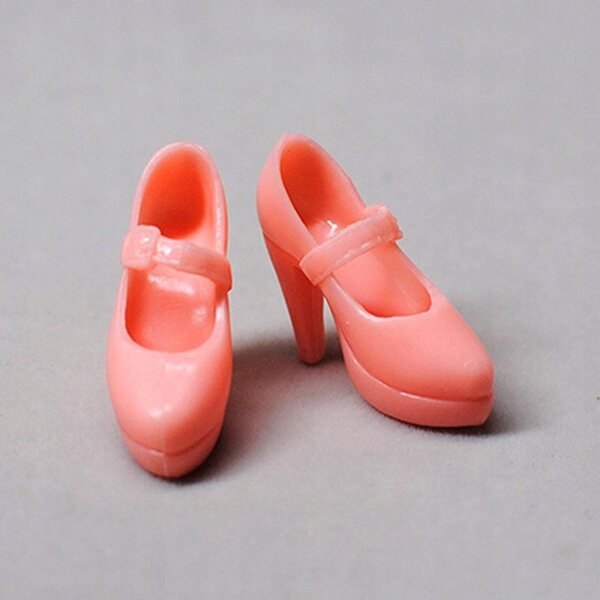 Scarpe con tacco alto per bambole 1/6 BJD in plastica rosa, accessori moda