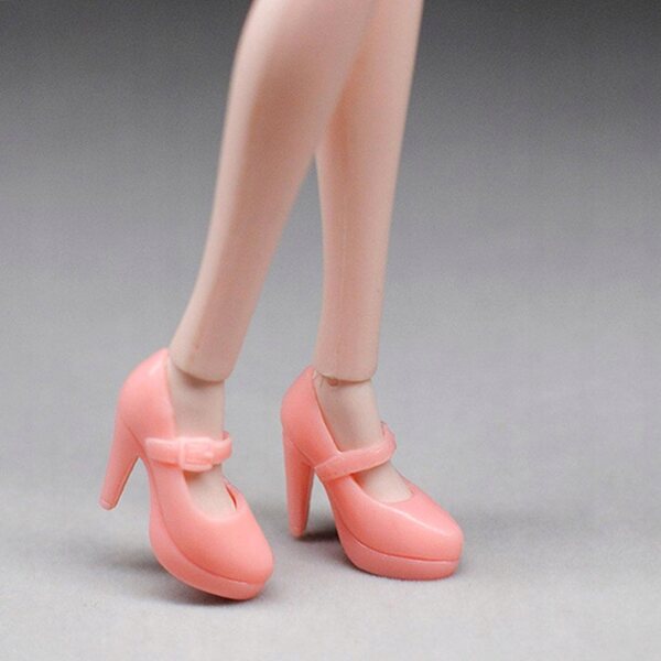 Scarpe con tacco alto per bambole 1/6 BJD in plastica rosa, accessori moda
