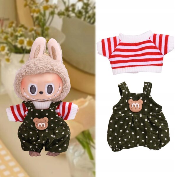 Mini abbigliamento per bambole 6 pollici - T-shirt con orsetto verde a pois