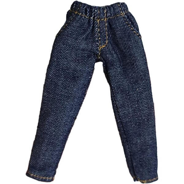 Miniatura Jeans Pantaloni 1/12 per Bambole Action Figure Uomo Donna - Blu Profondo