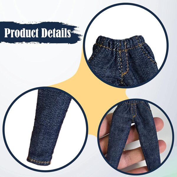 Miniatura Jeans Pantaloni 1/12 per Bambole Action Figure Uomo Donna - Blu Profondo