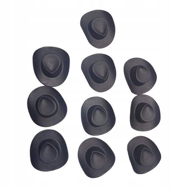 10 Mini-Western-Cowboyhüte 1/6 Schwarz für Puppen und Dekorationen