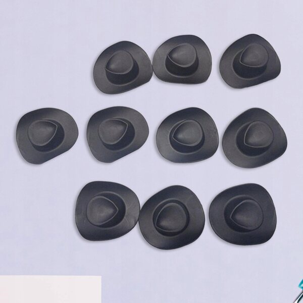10 Mini-Western-Cowboyhüte 1/6 Schwarz für Puppen und Dekorationen