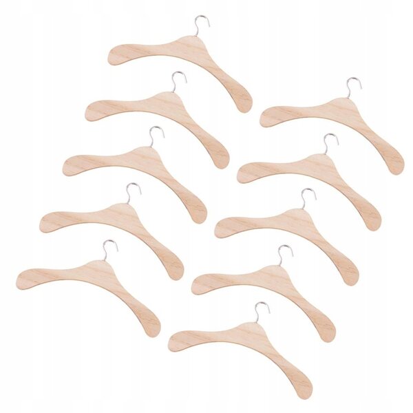 Set da 10 appendiabiti in legno per abiti 15 cm con gancio metallico per bambole BJD