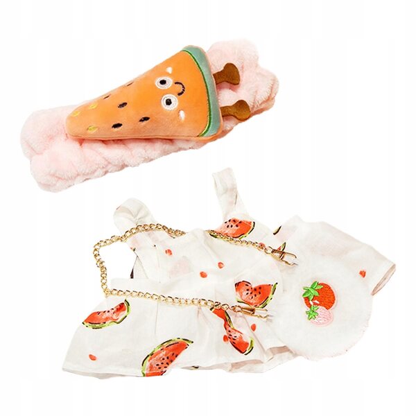 Kleid für 30-cm-Puppe mit Stirnband und Umhängetasche aus weichem Stoff