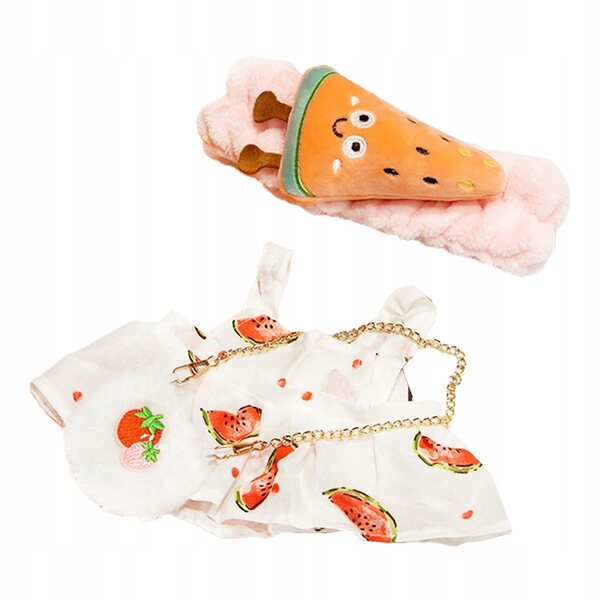 Kleid für 30-cm-Puppe mit Stirnband und Umhängetasche aus weichem Stoff