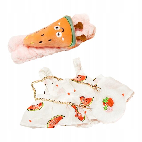 Kleid für 30-cm-Puppe mit Stirnband und Umhängetasche aus weichem Stoff