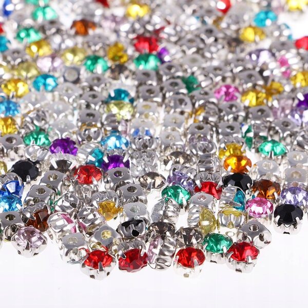 Set 300 Pietre Acriliche Diamante da Cucire 6mm per Decorazioni Artistiche
