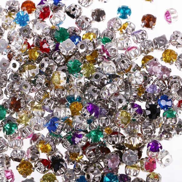 Set 300 Pietre Acriliche Diamante da Cucire 6mm per Decorazioni Artistiche