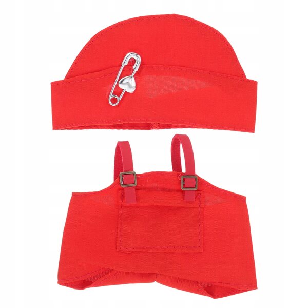 Set Vestiti Rossi per Bambole con Cappello e Bretelle per Giochi Creativi