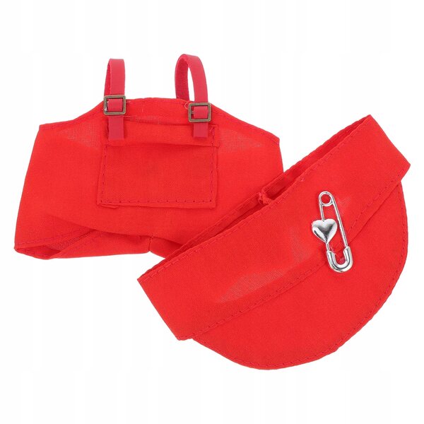 Set Vestiti Rossi per Bambole con Cappello e Bretelle per Giochi Creativi