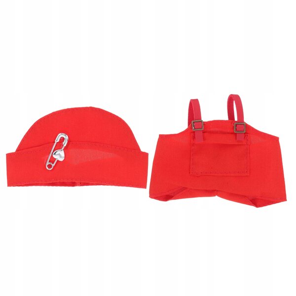Set Vestiti Rossi per Bambole con Cappello e Bretelle per Giochi Creativi