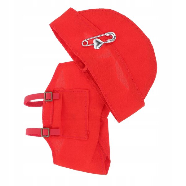Set Vestiti Rossi per Bambole con Cappello e Bretelle per Giochi Creativi