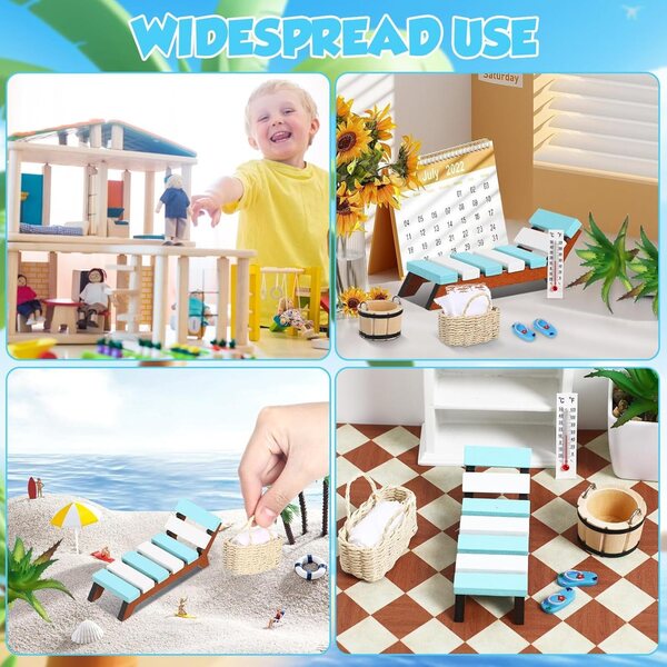 TOYANDONA Mini-Puppenhaus-Set aus dekorativem Strandzubehör aus Holz