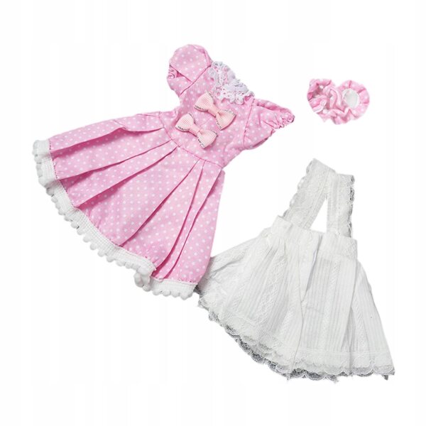 Prinzessinnenkleid für 1/6 BJD Puppe Rosa und Weiß, Komplettset