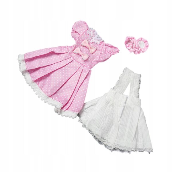Prinzessinnenkleid für 1/6 BJD Puppe Rosa und Weiß, Komplettset