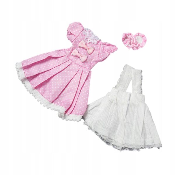 Prinzessinnenkleid für 1/6 BJD Puppe Rosa und Weiß, Komplettset