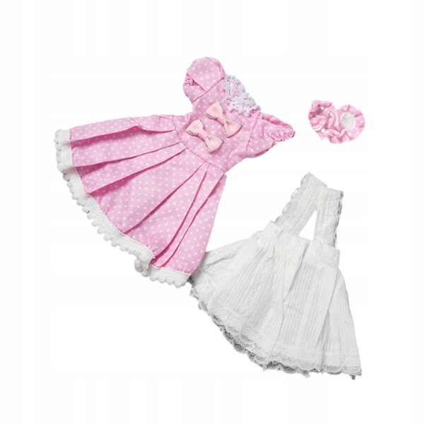 Prinzessinnenkleid für 1/6 BJD Puppe Rosa und Weiß, Komplettset