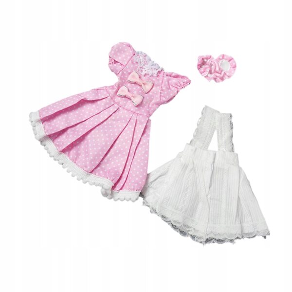 Prinzessinnenkleid für 1/6 BJD Puppe Rosa und Weiß, Komplettset