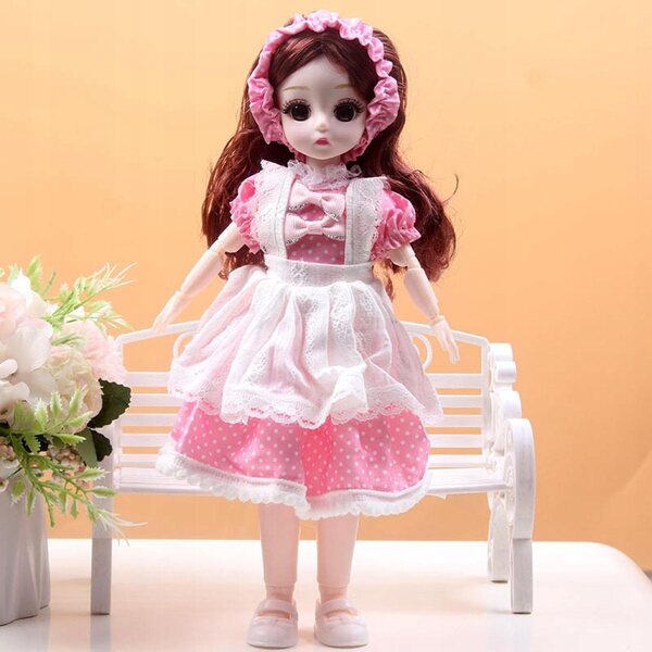 Prinzessinnenkleid für 1/6 BJD Puppe Rosa und Weiß, Komplettset